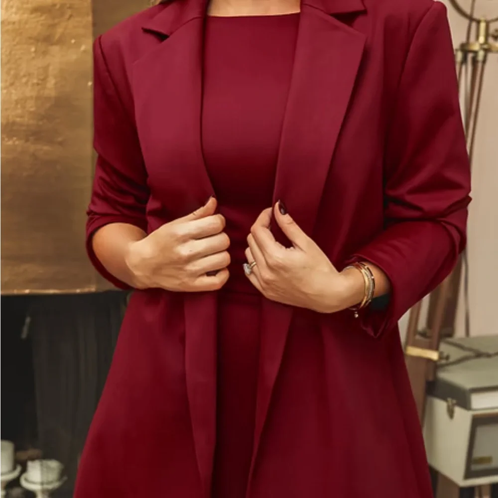 NWT Red Wine Long Blazer - Picture 1 of 6